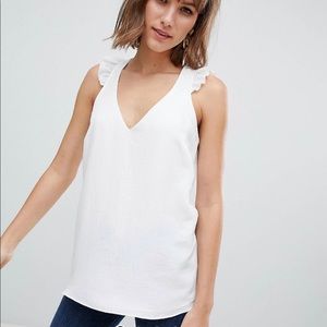 River Island frilled tank in white. NWT Size 10